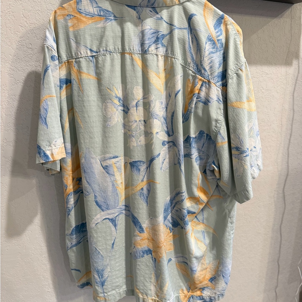 Tommy Bahama Pale Blue Tropical Floral Camp Shirt - Picture 3 of 4